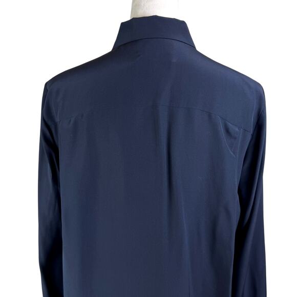 Salvatore Ferragamo NWT Black 100% Silk Pintuck Long Sleeve Button Up Blouse - Picture 7 of 12